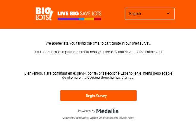 Big lots Survey official Website