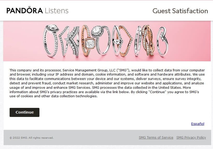 Pandora listens guest satisfaction begin survey page